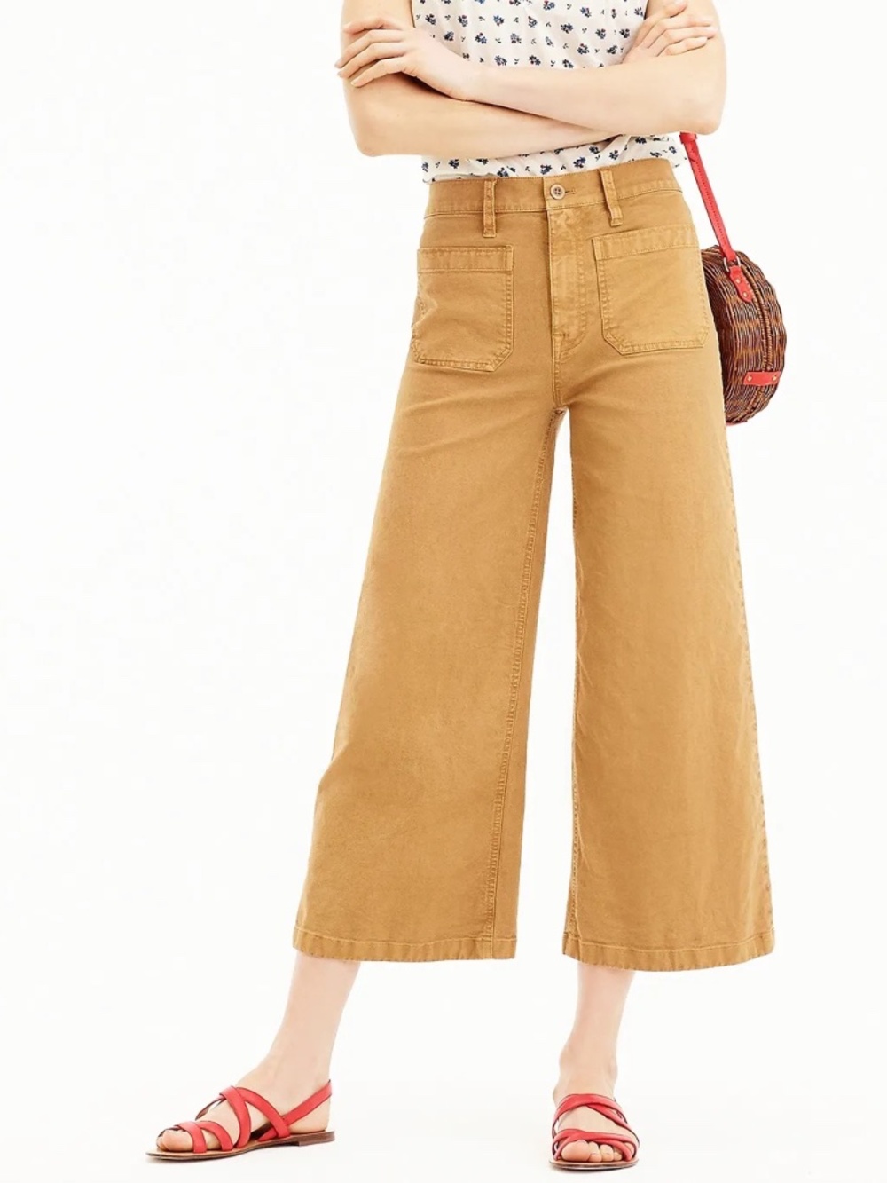 ✨NWT✨ J.CREW Point Sur Washed Wide Leg Crop Chino Pant in Caramel Sz 25 TALL